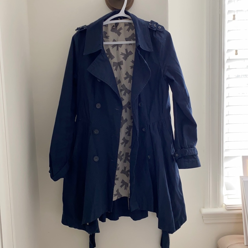 Navy Blue Full Skirt Vintage Topshop Trenchcoat